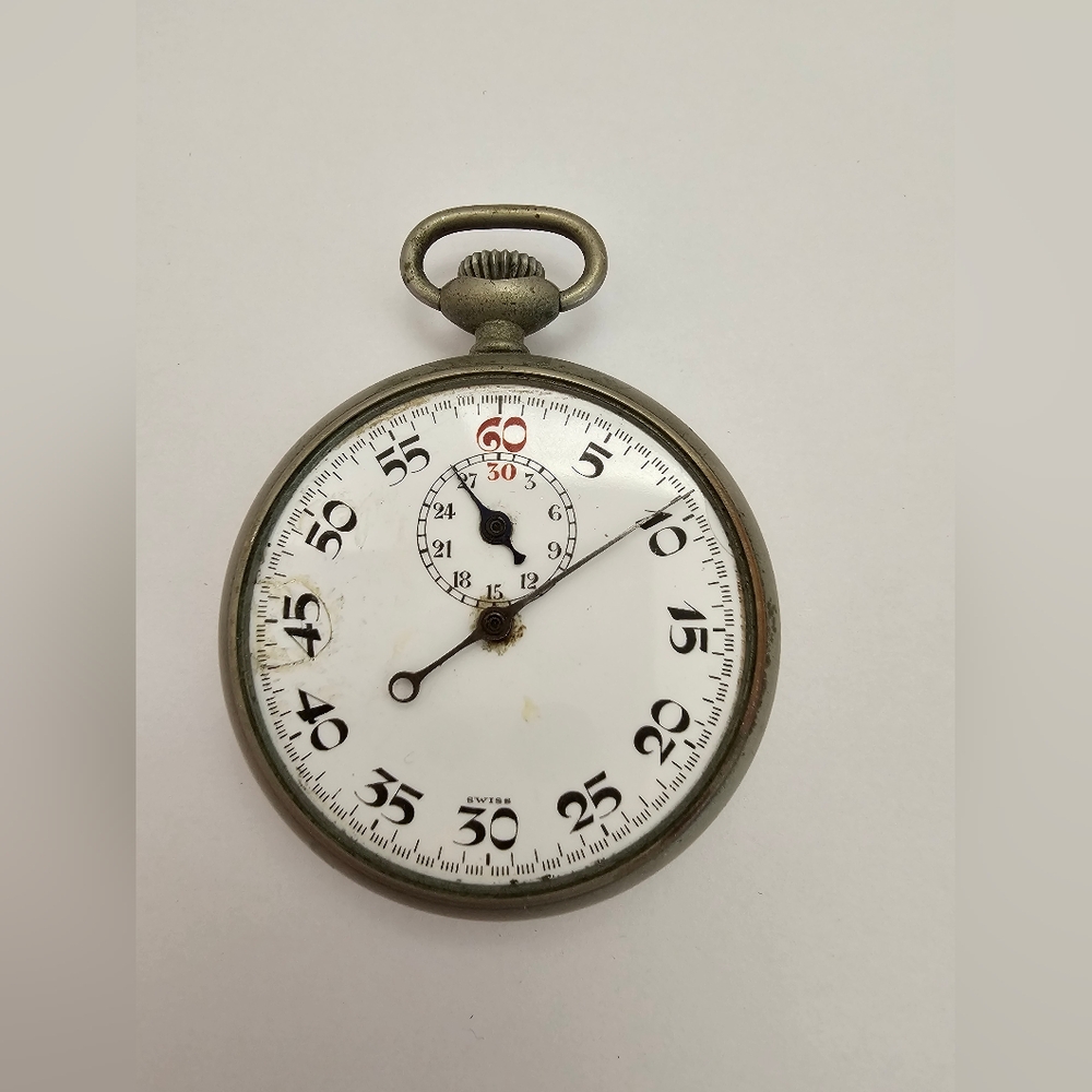 Vintage Swiss Made Mechanical Stopwatch - Repair/Parts/Steampunk 30 Min Subdial